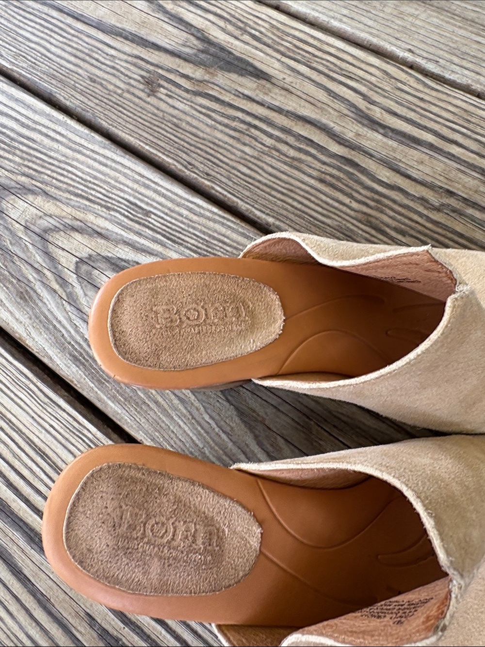 Born Beige Suede Open-Toe Mule Slides, 7M - Picture 5 of 11